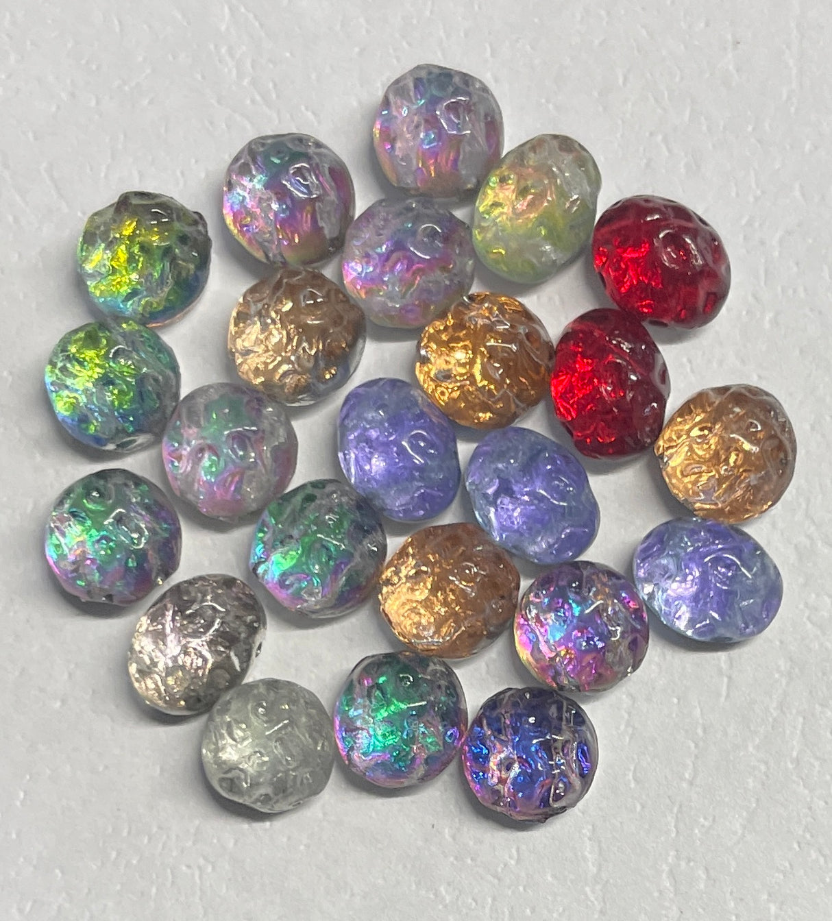 MIXED BAG - Backlit Baroque 2 hole Cabochon 8x6mm, 24 Beads 29801, Czech Glass Beads