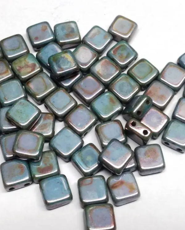 CzechMates Tile Beads Lazure Blue  2 hole 6 mm, Qty 30 beads - 02010/65431