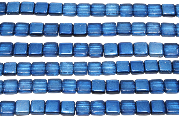 CzechMates Tile Beads, Mirror Denim 2 hole 6 mm, Qty 25 beads - 94101