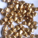 Nib-Bit Gold, Silver, Bronze Matubo Czech Glass 2-Hole Bead, 6X5MM 50 Beads