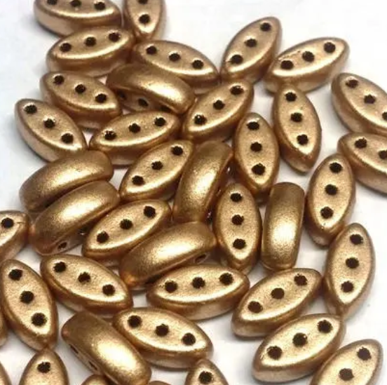 Cali Bead Pale Bronze Gold, Czech Glass 3-Hole Bead, 3X8MM 76 Beads 01710