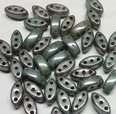 Cali Bead Patina, Czech Glass 3-Hole Bead, 3X8MM 80 Beads CW65431