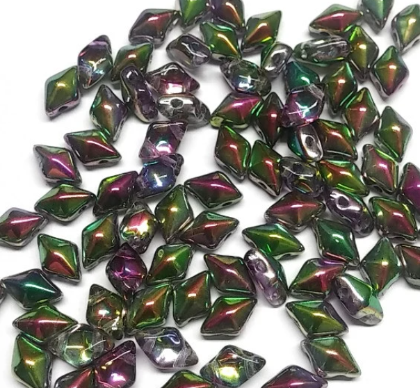 MIXED BAG DiamonDuo Beads 2-Hole Bead 5X8MM 6 grams 70 Beads