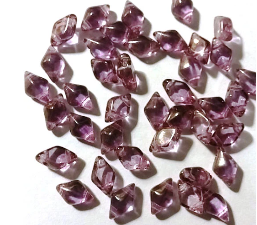 DiamonDuo Beads Lumi Amethyst 2-Hole Bead 5X8MM 6 grams 51 Beads, 15726