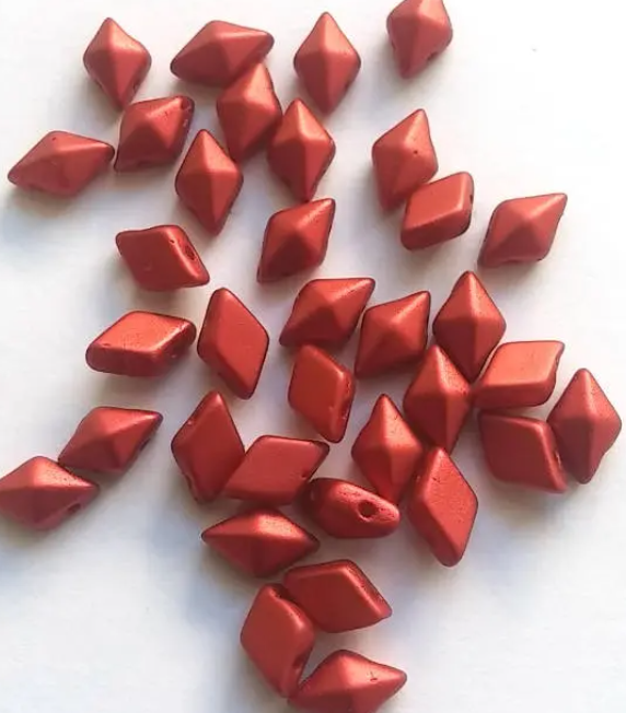 DiamonDuo Beads Lava Red 5X8MM 6 grams 36 Beads, LVR