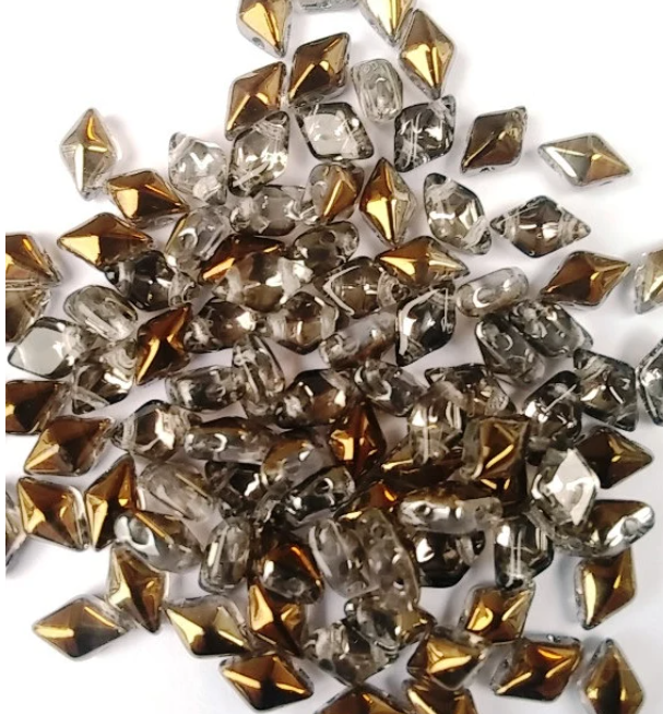 DiamonDuo Beads Crystal Bronze or Chocolate Bronze 2-Hole Bead 5X8MM, 6 grams 26 Beads