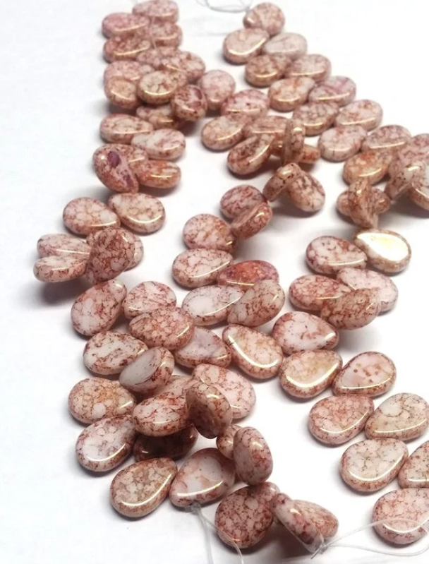 Flat Teardrop Terracotta Red, Czech Glass 9 x 11mm, 15495 qty 90 beads