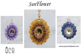 SunFlower Pendant beading tutorial made by Queen City Bead, PDF digital download pattern