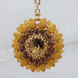 SunFlower Pendant beading tutorial made by Queen City Bead, PDF digital download pattern