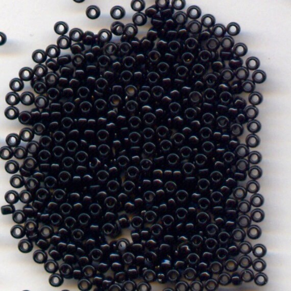 15/0 Opaque Black 401, Miyuki Glass Seed Beads, 10 grams