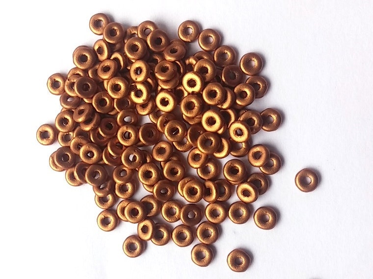 O Bead Brass Gold, 1X4MM Czech Glass 01740, 5 grams