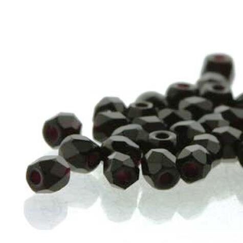 True 2MM Jet, Fire Polish Czech Glass, 23980-100 Beads