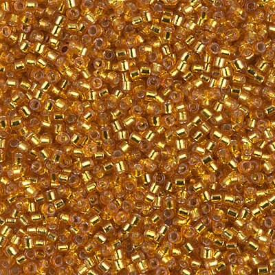 Delica, 11/0 Duracoat Silver Lined Dyed Yellow Gold Miyuki, DB2157-5 Grams
