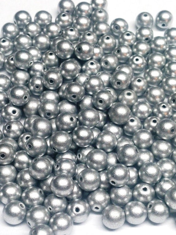 6mm Round, Aluminum Silver, Czech Glass Beads, 01700 - 25 beads