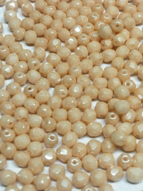 4mm Fire Polish Champagne Luster, Czech glass faceted round bead, 14413- 50 beads