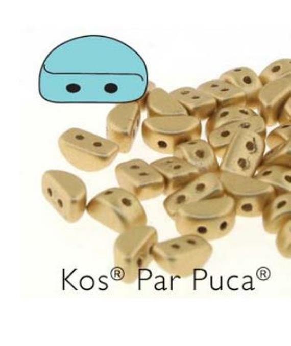 Kos® Par Puca® Light Gold Matte, 2 Hole Czech Glass 6x3mm, 00030-01710-410 grams