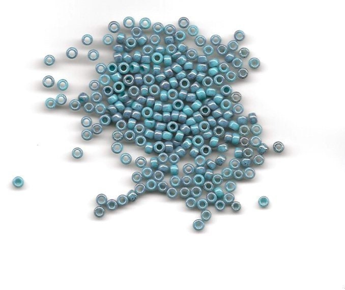 8/0, Opaque Marbled Turquoise Amethyst 1206, Japanese Glass Seed Beads 28g.