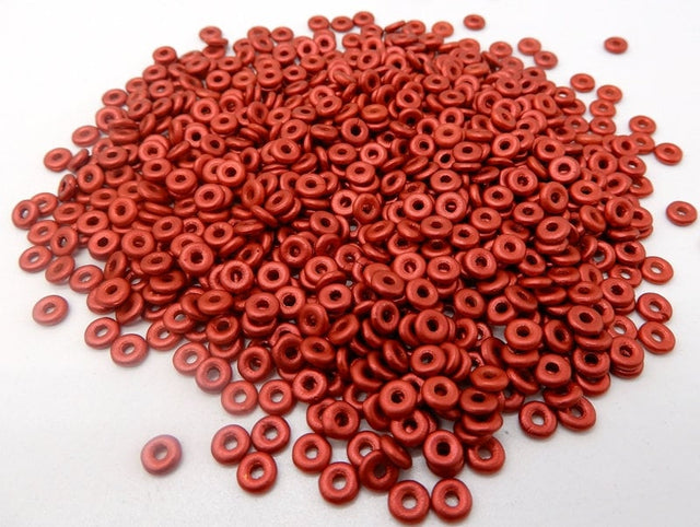 O Bead Lava Red, 1X4MM Czech Glass 01890, 5 Grams