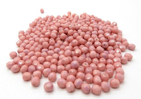 4mm Fire Polish Lila Luster, Czech glass faceted round bead, 14494-50 beads