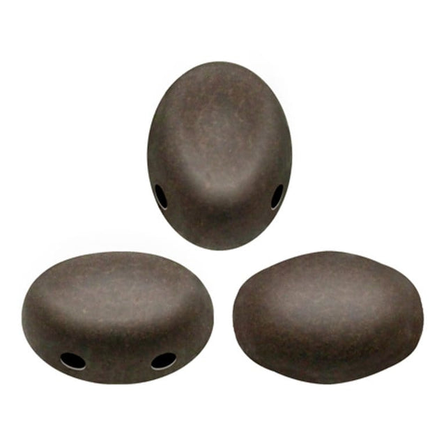 Samos® par Puca® Dark Bronze Matte, 2 Hole 5x7mm Czech Glass, 23980-84415-25 beads or 10 grams