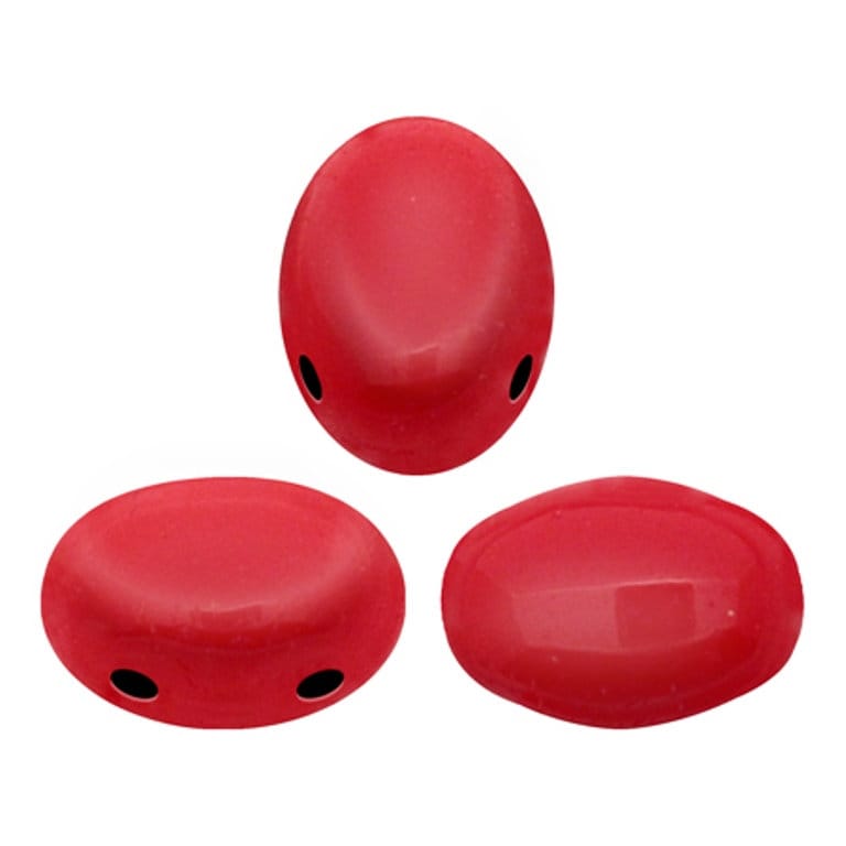 Samos® par Puca® Opaque Coral Red, 2-Hole 5x7mm 93200, 25 beads or 10 grams