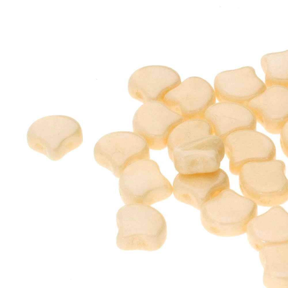 Ginko Bead Chalk Beige Luster, 2-Hole Czech Glass 7.5x7.5mm, 03000-14413-35 Beads