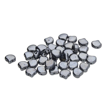 Ginko Bead Hematite, 2-Hole Czech Glass 7.5x7.5mm, 23980-14400-35 Beads