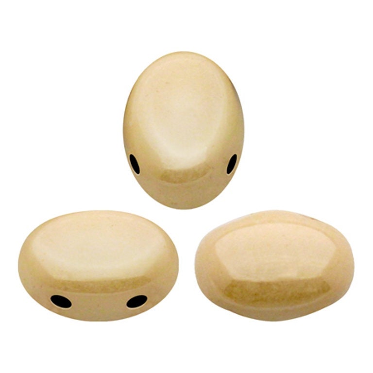 Samos® par Puca® Opaque Beige Ceramic Look, 2 Hole 5x7mm Czech Glass 03000/14413, 25 beads, 10 grams