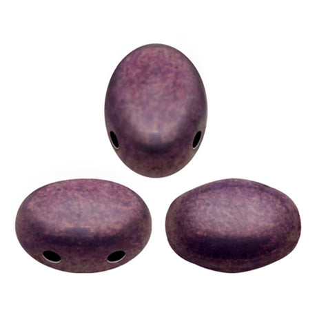 Samos® par Puca® Opaque Mix Amethyst/Gold Ceramic Look, 2 Hole 5x7mm Czech Glass 03000/15726, 25 beads