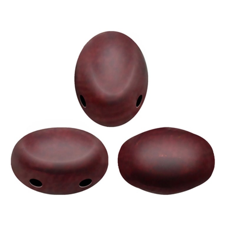 Samos® par Puca® Opaque Light Coral Burgundy, 2 Hole 5x7mm Czech Glass 93400/15726, 25 beads or 10 grams