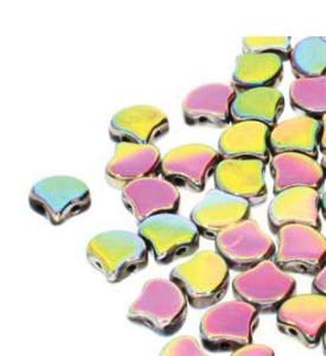 Ginko Bead Full Vitrail, 2-Hole Czech Glass 7.5x7.5mm, 23980-28103-35 Beads