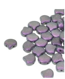 Ginko Bead Polychrome Black Raspberry, 2-Hole Czech Glass 7.5x7.5mm, 23980-94101-35 Beads