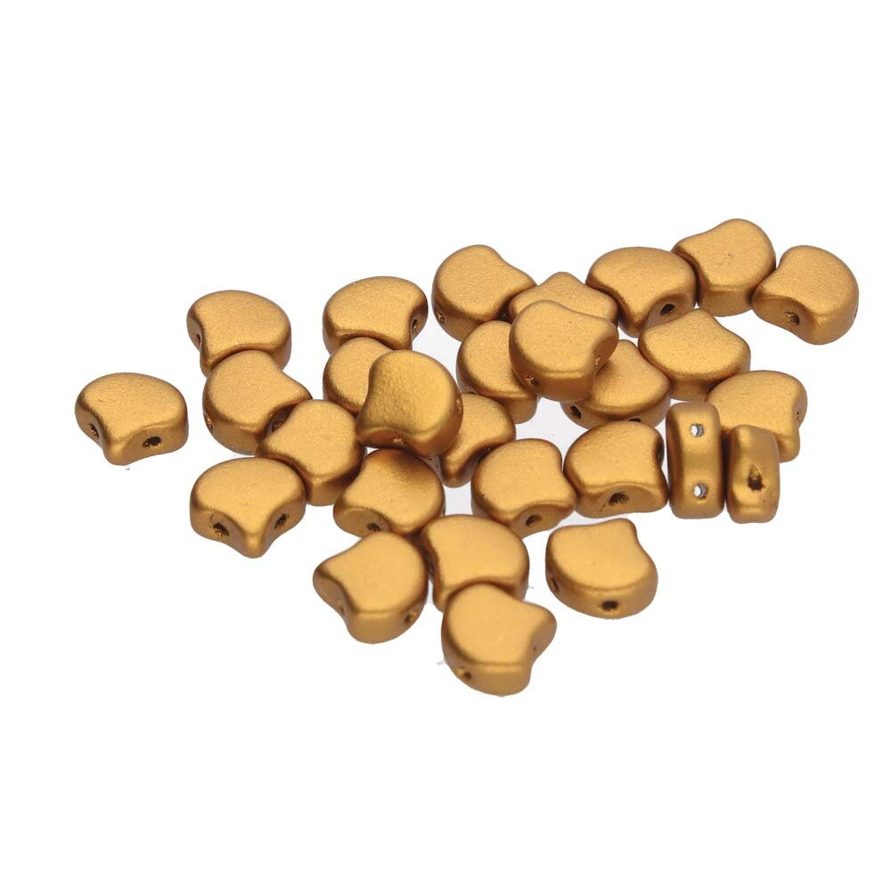 Ginko Bead Bronze Gold, 2-Hole Czech Glass 7.5x7.5mm, 00030-01740-35 Beads