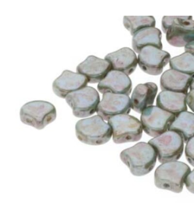 Ginko Bead Chalk Lazure Blue, 2-Hole Czech Glass 7.5x7.5mm, 03000-65431-35 beads