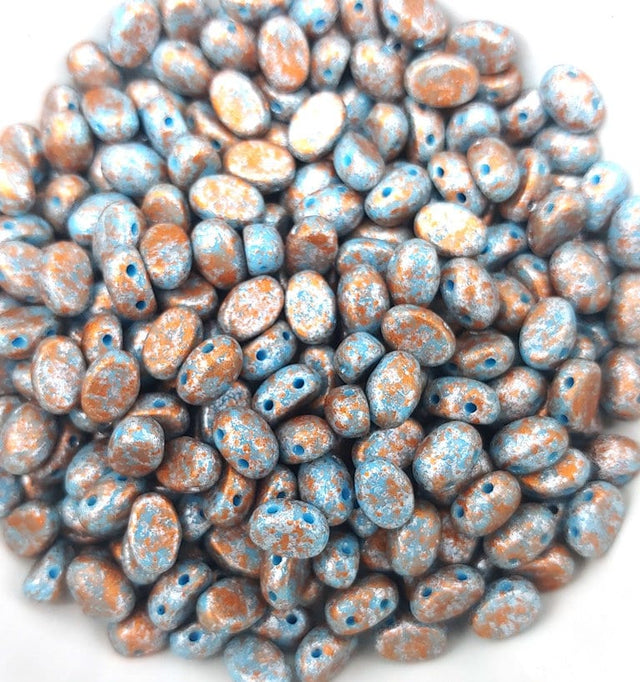 Samos® par Puca Opaque Blue Turquoise Tweedy, 2 Hole 5x7mm Czech Glass, 63030-45703-25 beads