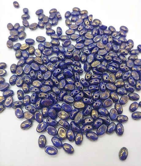 Samos® par Puca® Opaque Sapphire Bronze, 2 Hole 5x7mm Czech Glass, 33050-15496-25 Beads