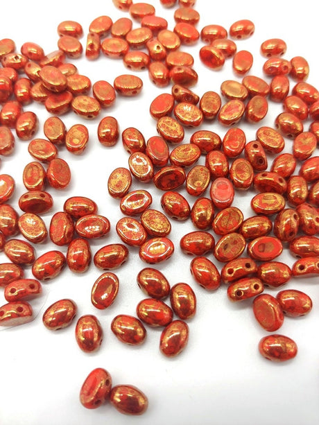 Samos® par Puca® Opaque Light Coral Bronze, 2 Hole 5x7mm Czech Glass, 93400-15496-25 beads