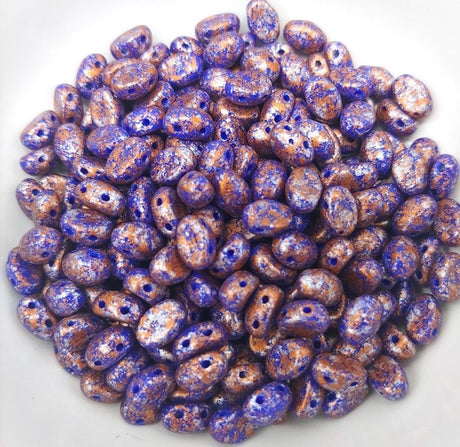 Samos® par Puca® Opaque Sapphire Tweedy, 2 Hole 5x7mm Czech Glass, 33050-45703-25 beads