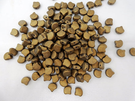 Ginko Bead Metallic Suede Gold, 2-Hole Czech Glass 7.5x7.5mm, 23980-79080-35 Beads