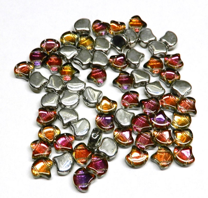 Ginko Bead Backlit Tequila, 2-Hole Czech Glass 7.5x7.5mm, 8700030-28002-30 Beads