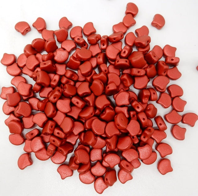 Ginko Bead Lava Red, 2-Hole Czech Glass 7.5x7.5mm, 03000-01890-35 Beads