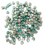 Ginko Bead Turquoise Green Copper Splash, 2-Hole Czech Glass 7.5x7.5mm, 63130-94412-35 Beads