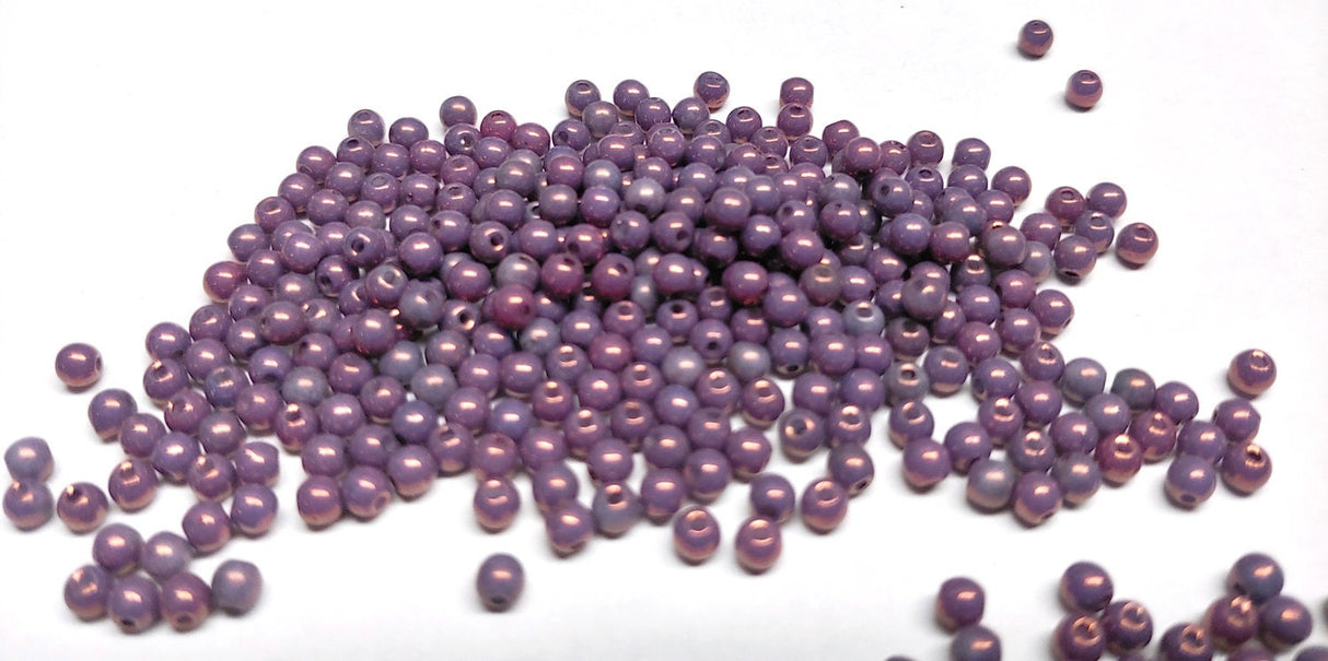 3mm Round Lila Vega Luster Czech Glass Beads, 03000-15726