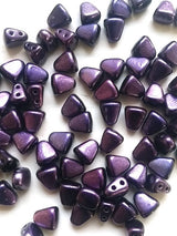 Nib-Bit Bead Metalust- Red Lipstick, Purple or Burnt Copper Matubo Czech Glass 2-Hole Bead, 6X5MM 50 Beads