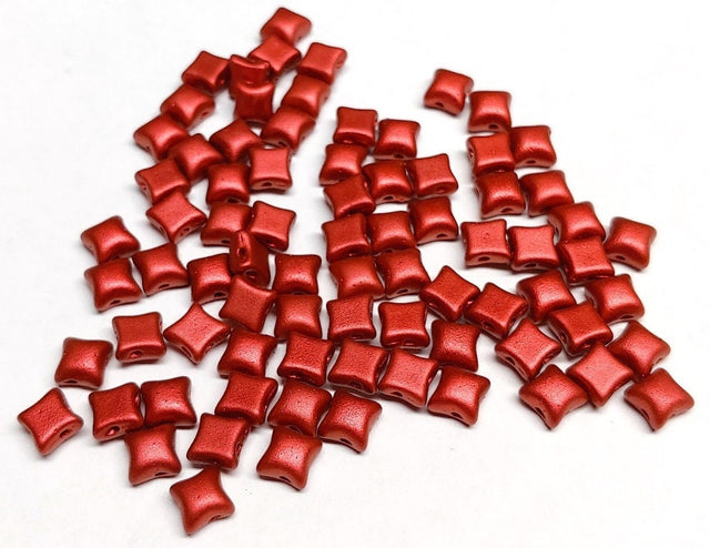 Wibeduo® Bead Lava Red, 2-Hole Star shaped Czech Glass 8x8mm, 01890-25 beads