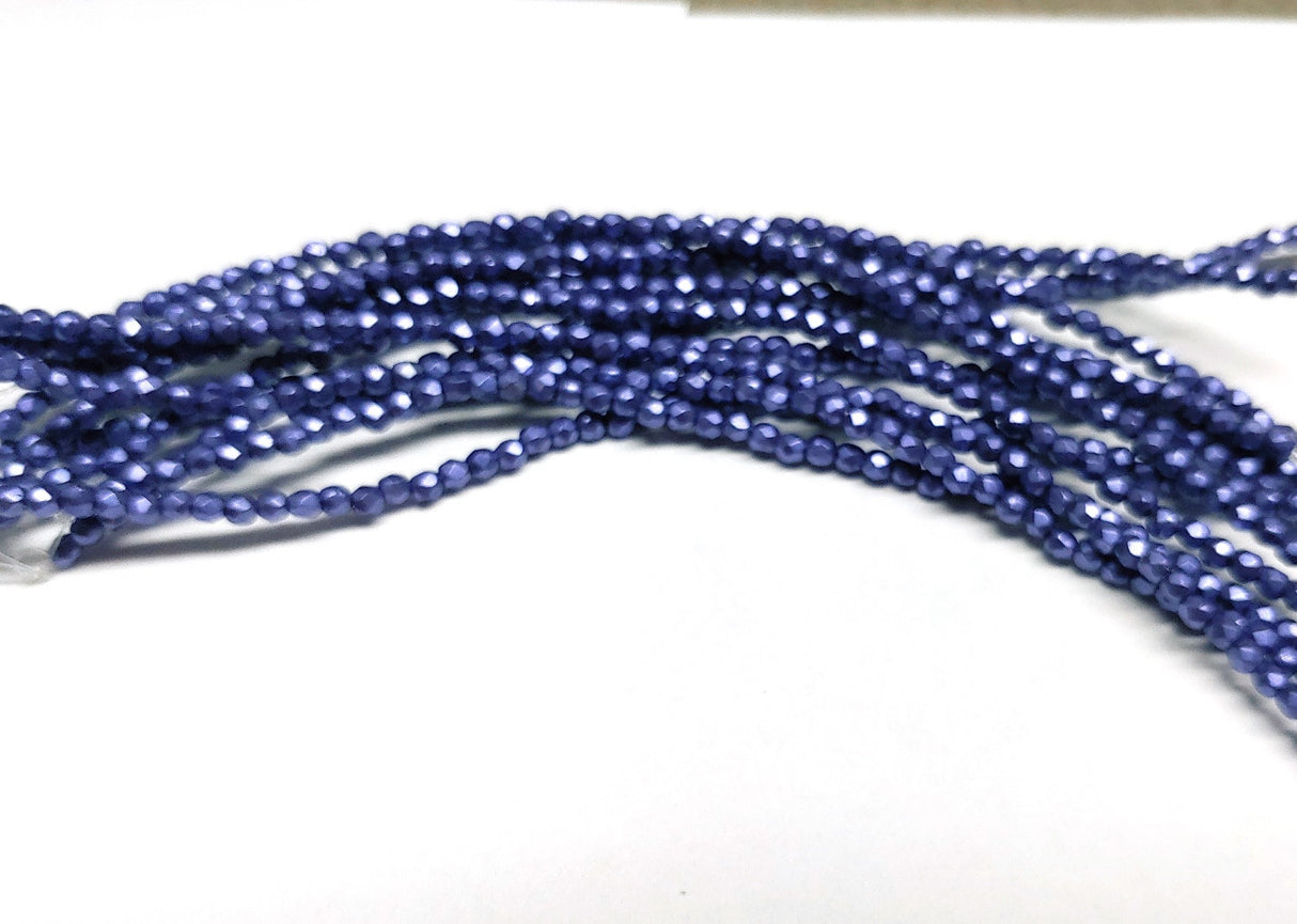 2mm Fire Polish Saturated Metallic Ultra Violet, Czech glass faceted round, 06B07 50 Beads