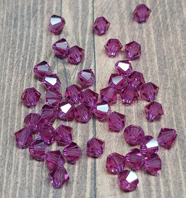 Preciosa 4mm Fuchisa, Crystal Bicone - 36 pieces