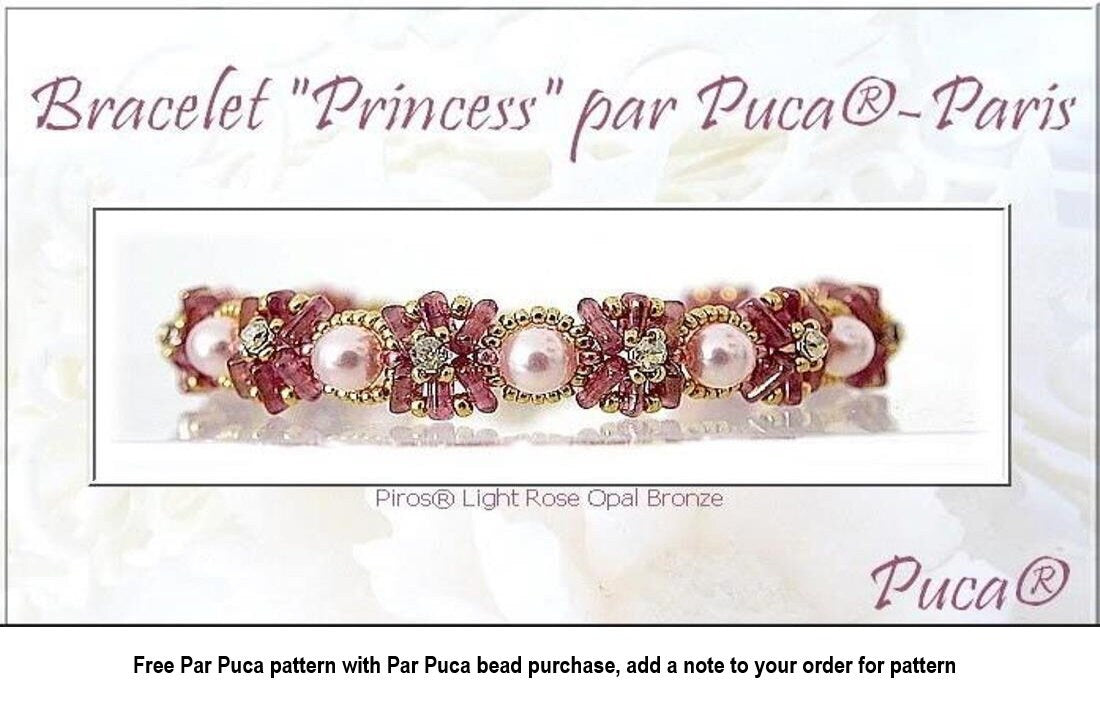 Piros Par Puca-Paris-Opaque Light Rose Ceramic, 2-Hole Bead 2X5X3mm Czech Glass, 5 grams