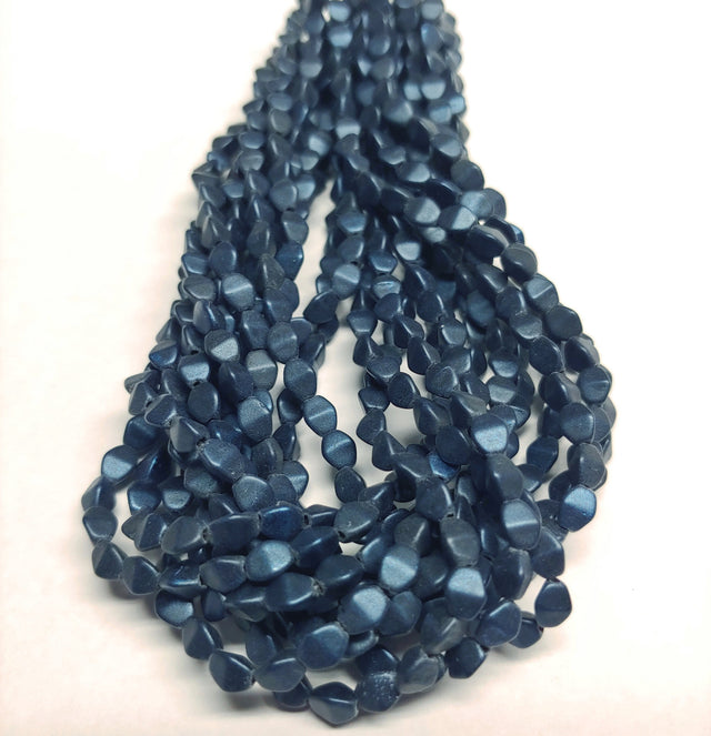 Pinch Bead Metallic Suede Dark Blue, Czech Glass 79032, 5x3mm 50 beads