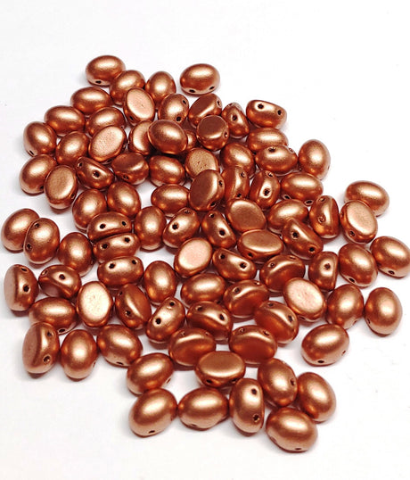 Candy Oval Vintage Copper, 6x8mm 2-Hole Cabochon, Czech Glass, qty 20